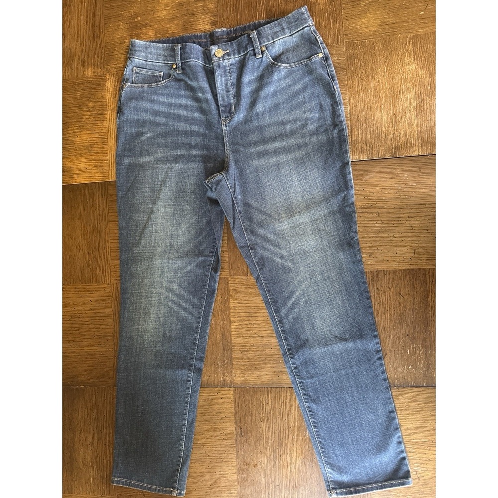 Chico's So Slimming Girlfriend Slim Leg Ankle Blue Jeans Size 8